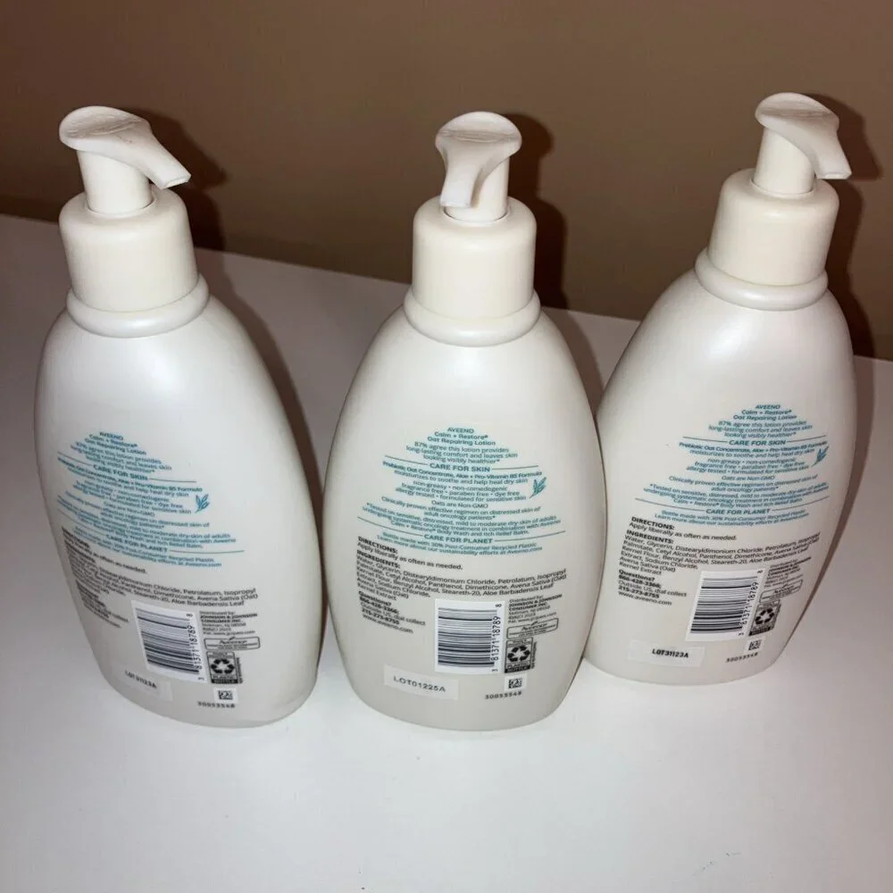 Aveeno 3x12oz. Calm + Restore Oat Repairing Lotion. New